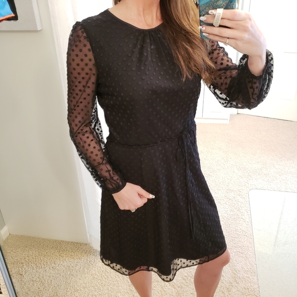 Boden Dresses & Skirts - Boden Sheer Long Sleeve Dress Black Size 8